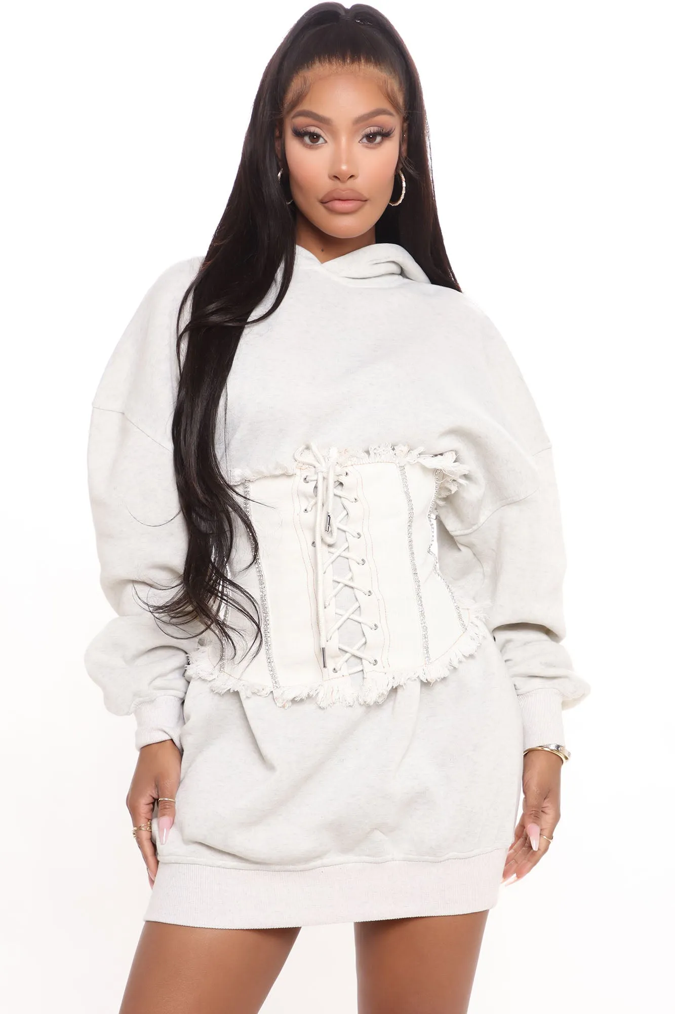 Abbey Sweatshirt Mini Dress - Heather Grey