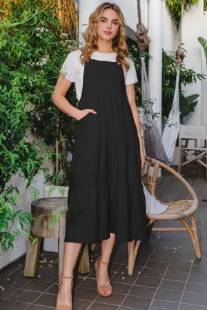 Alaiya - Sleeveless Tiered Midi Dress - Black - Exclusively Online