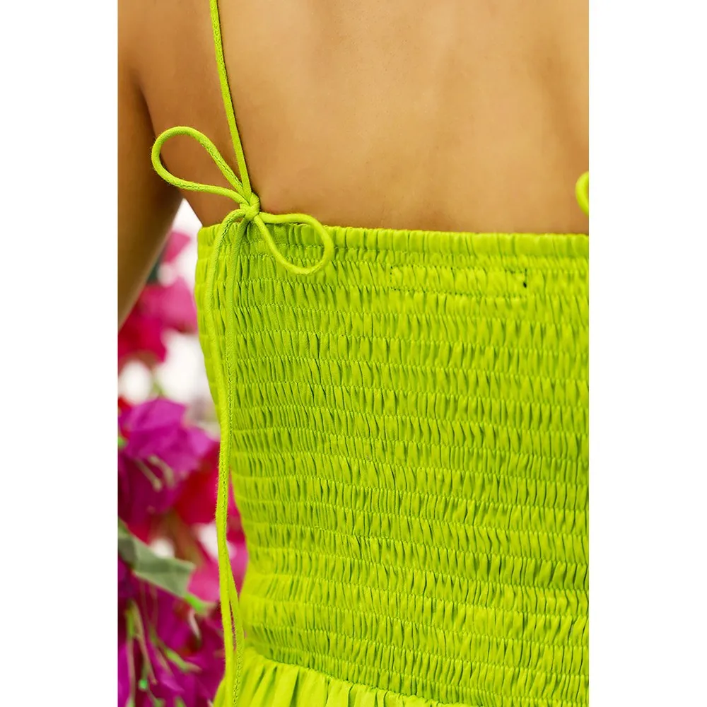 AlterEGO Adele Smocked Everyday Lime Yellow Maxi Dress