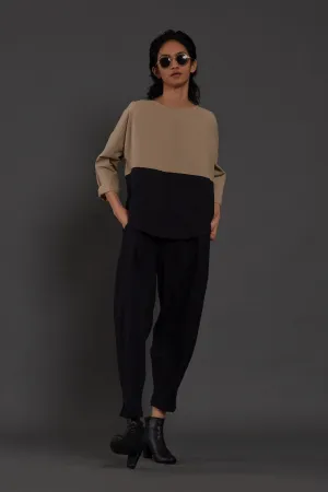 Beige & Black Rekin Top