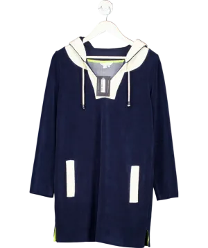 BODEN Blue Navy Towelling Hooded Cover Up Dress UK 12