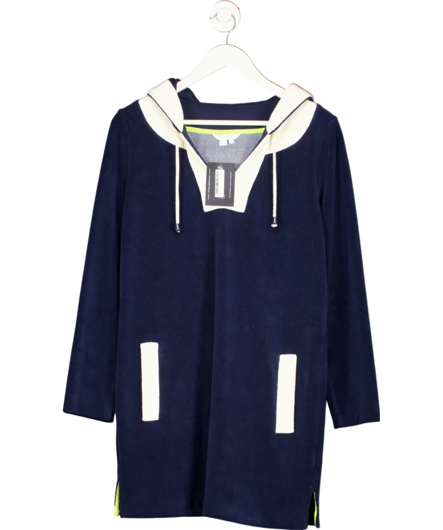 BODEN Blue Navy Towelling Hooded Cover Up Dress UK 12