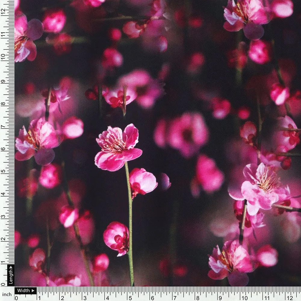 Classy and Attractive Pink Floral Digital Printed Rayon Fabric