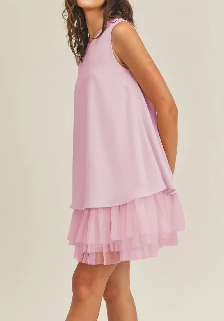 Cradle Pink LookbookStore Cocktail Dresses for Women Wedding Guest Tulle Dress Sleeveless Summer Shift Dresses Special Occasions