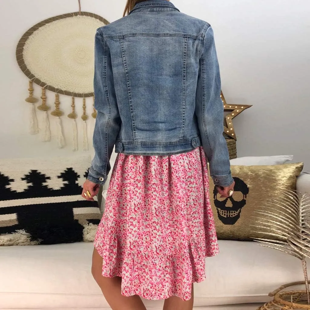 Dark Sweater Dress V Neck Women's Ladies Sexy Loose Print Hlaf Sleeve Ruffles Mini Dress Summer Dress