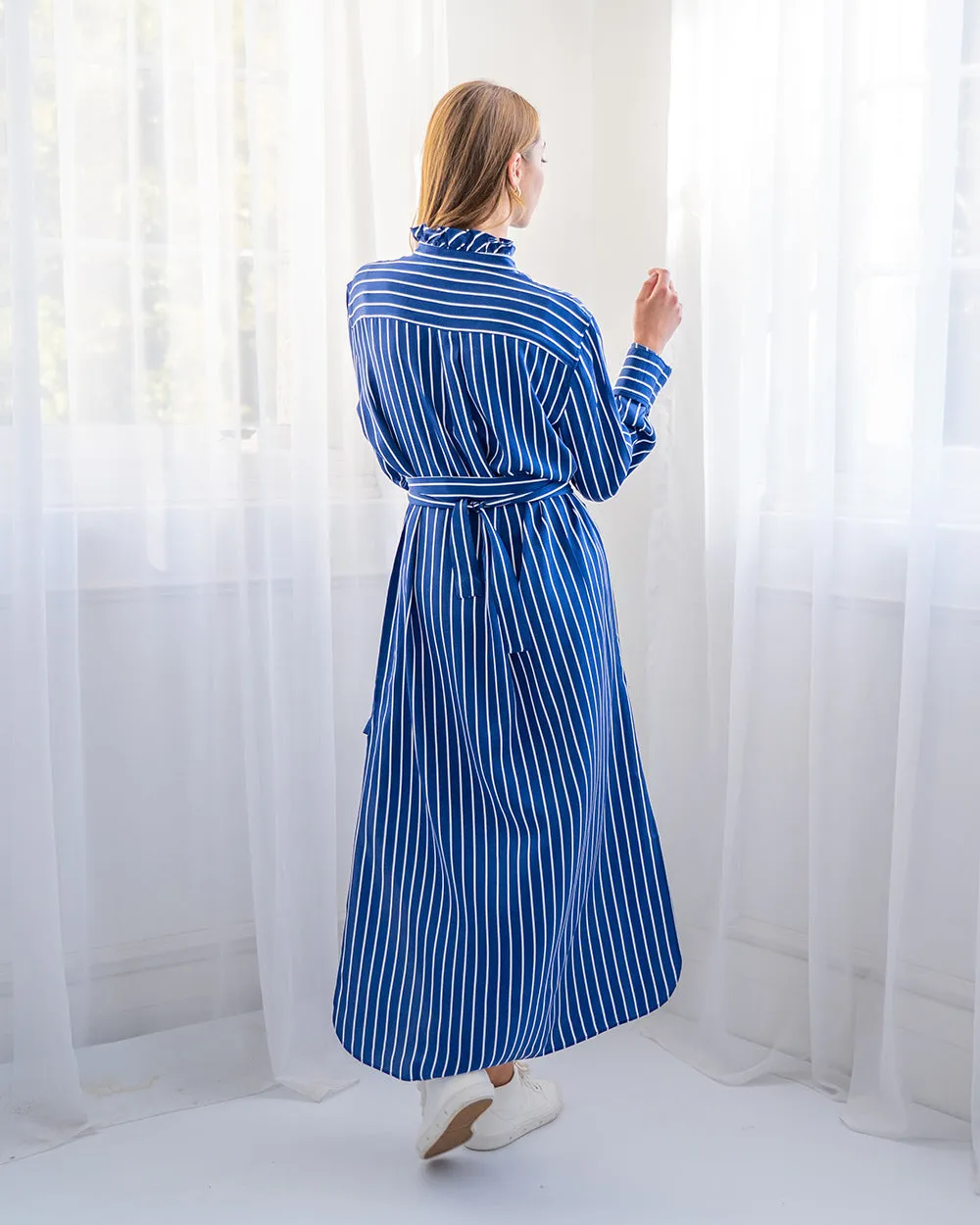Elise Shirt Dress - French Blue Stripe