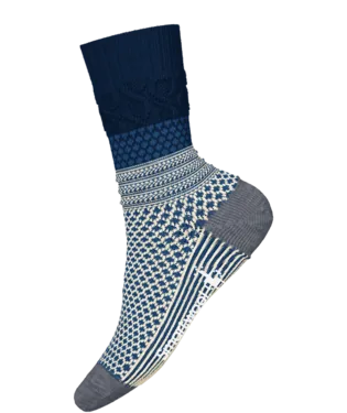 Everyday Popcorn Cable Crew Socks-Deep Navy