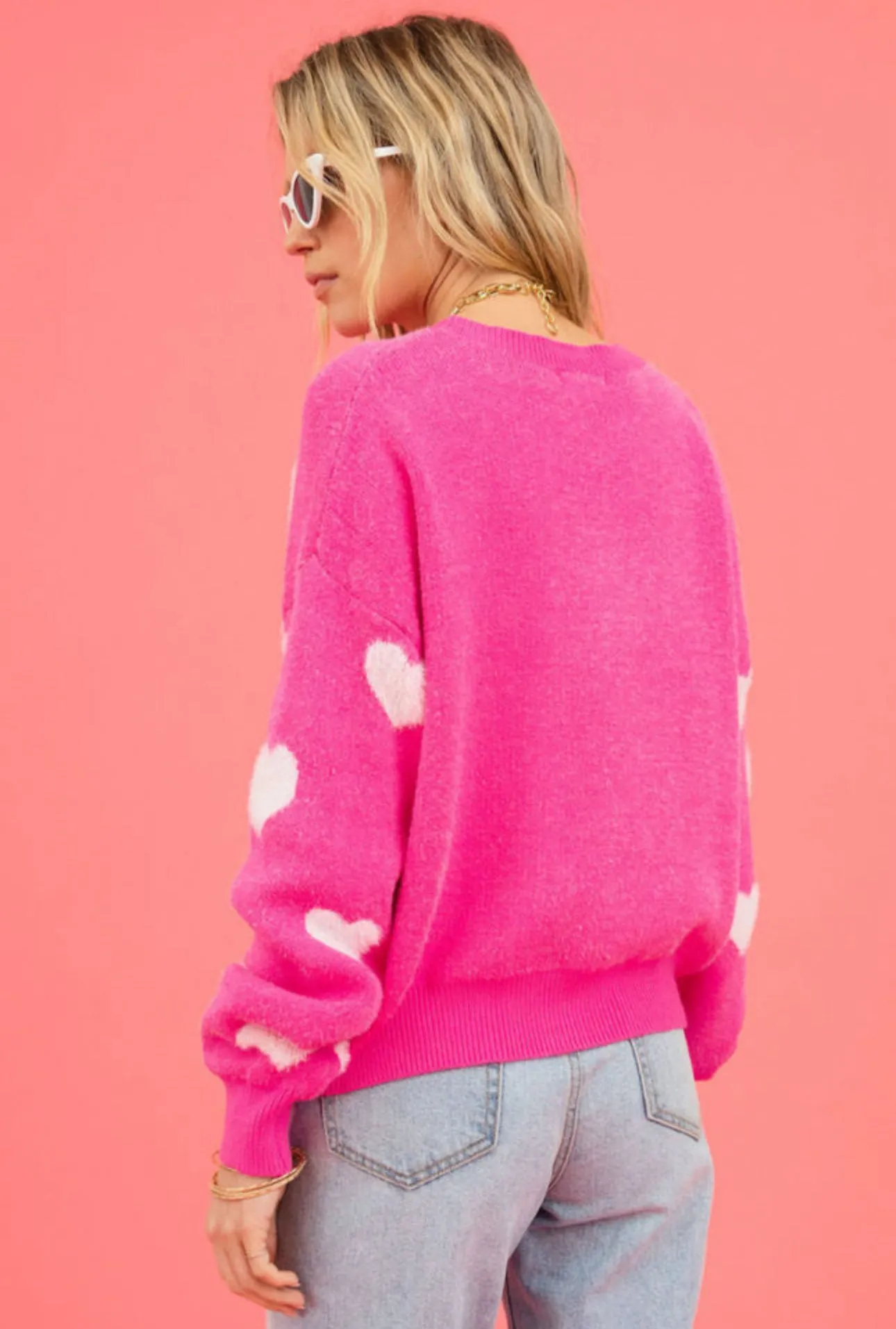 Fuzzy Pink Valentine Heart Sweater