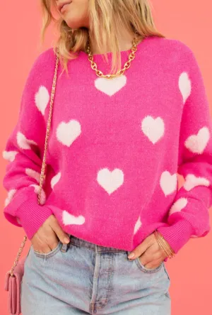 Fuzzy Pink Valentine Heart Sweater