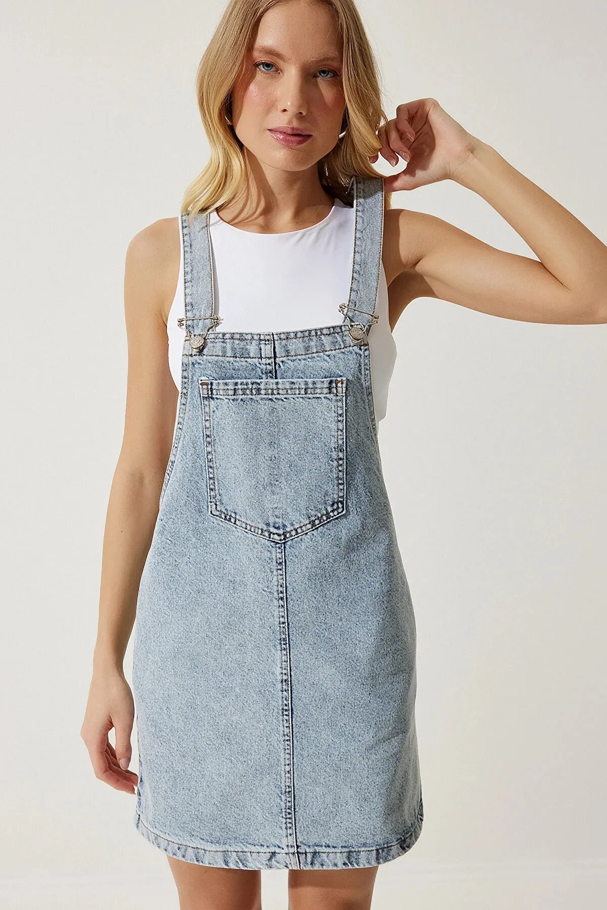 Happiness Istanbul Women's Light Blue Denim Mini Dress