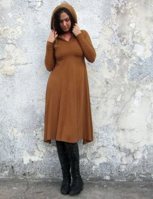 Hooded Eclipse Wanderer Below Knee Dress
