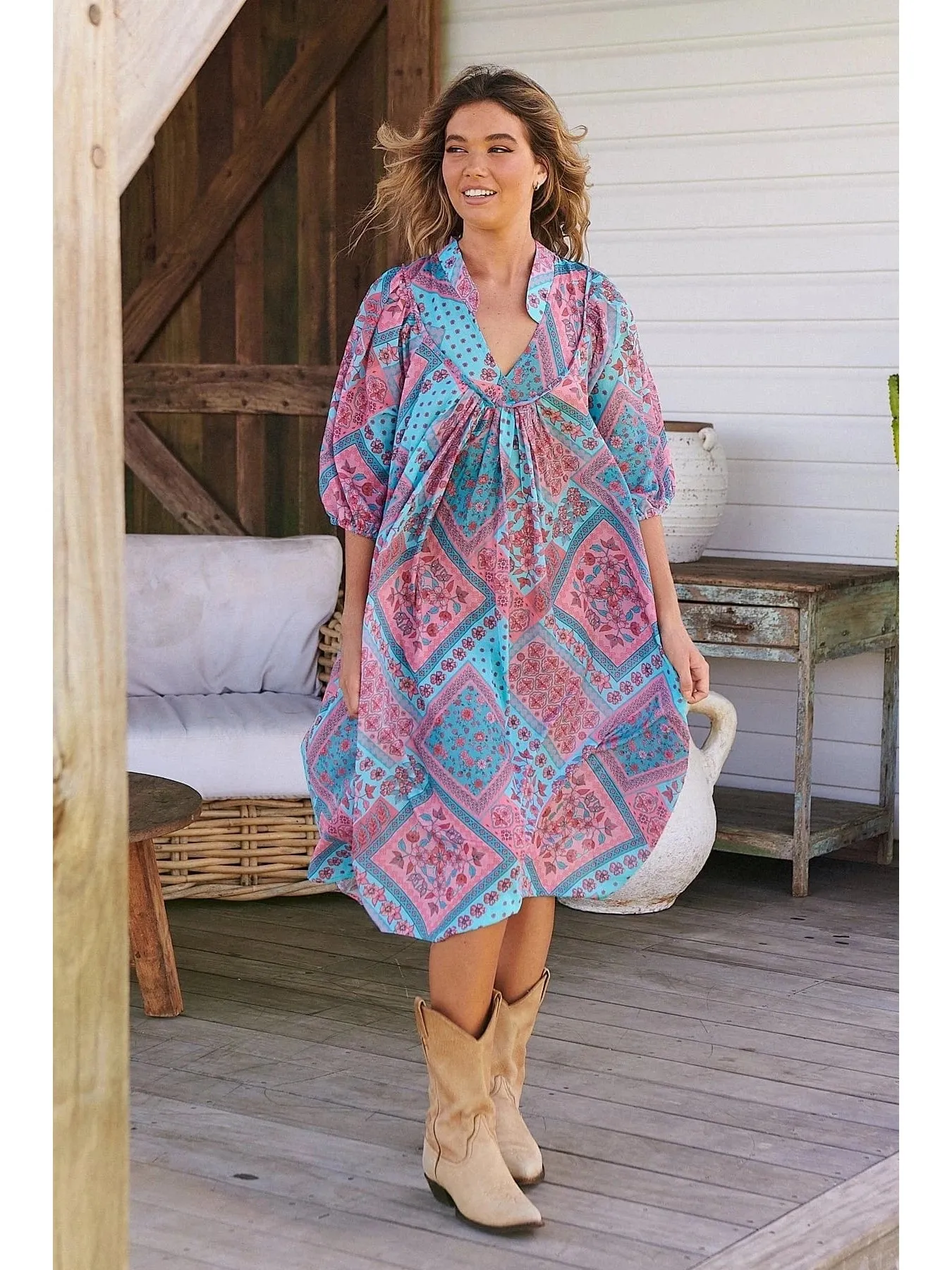 JAASE Luana Print Bohemian Midi Dress