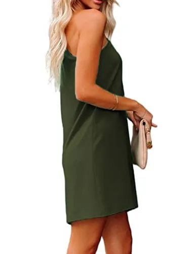 Jhsnjnr Women's One ShouldJhsnjnrer Dress Batwing Sleeve Mini Dress Elegant Sexy Party Club Dresses Army Green