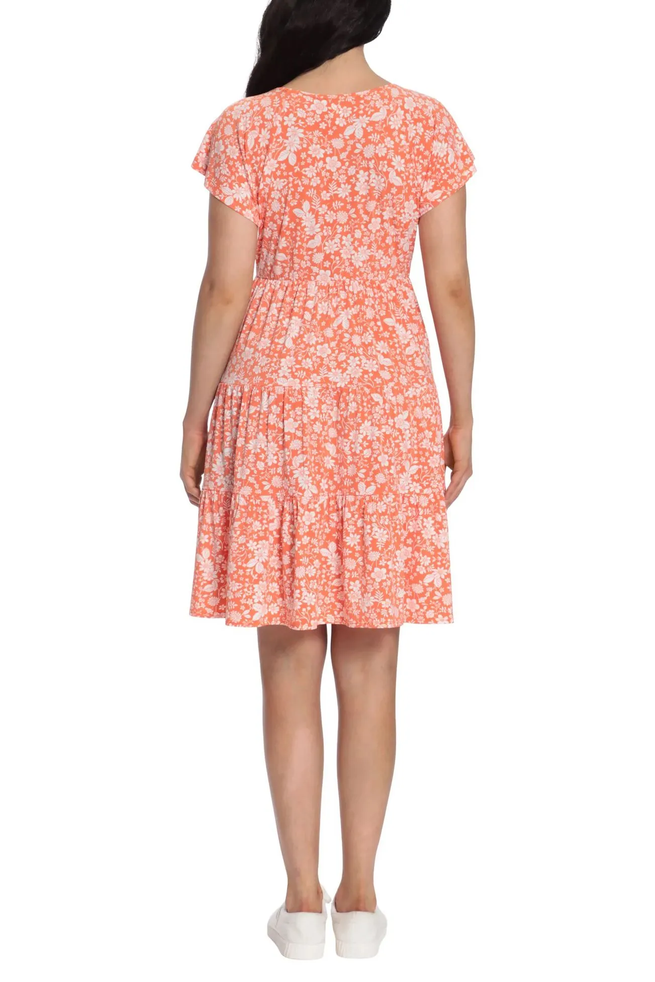 London Times V Neck Short Sleeves Short ITY Dress