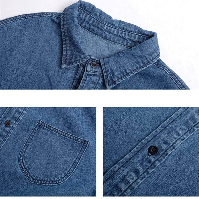 Loose Blue Denim Shirt Dress