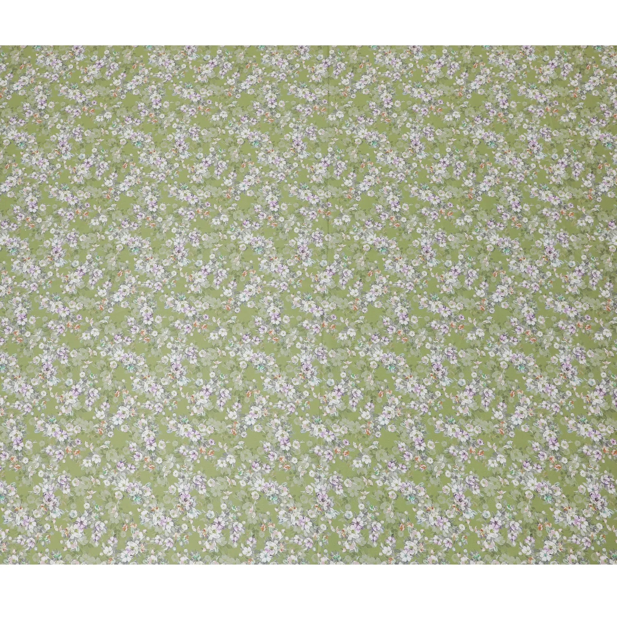 Meadow Greens Cotton Lawn Fabric - Delicate Floral Print, 110cm Wide, Buy Online-D18003