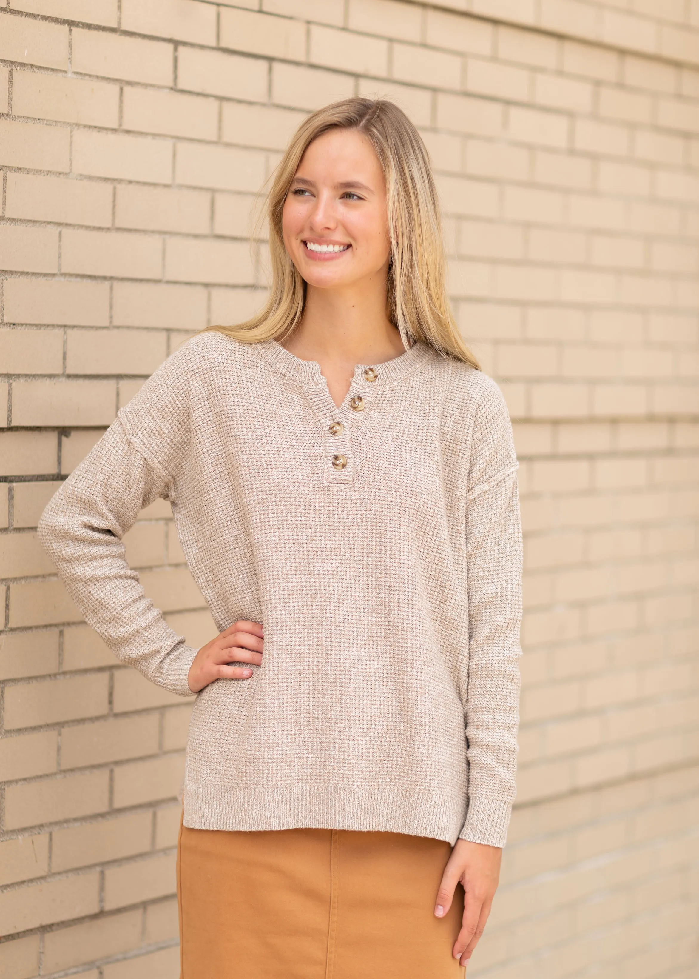 Oatmeal Waffle Knit Sweater - FINAL SALE