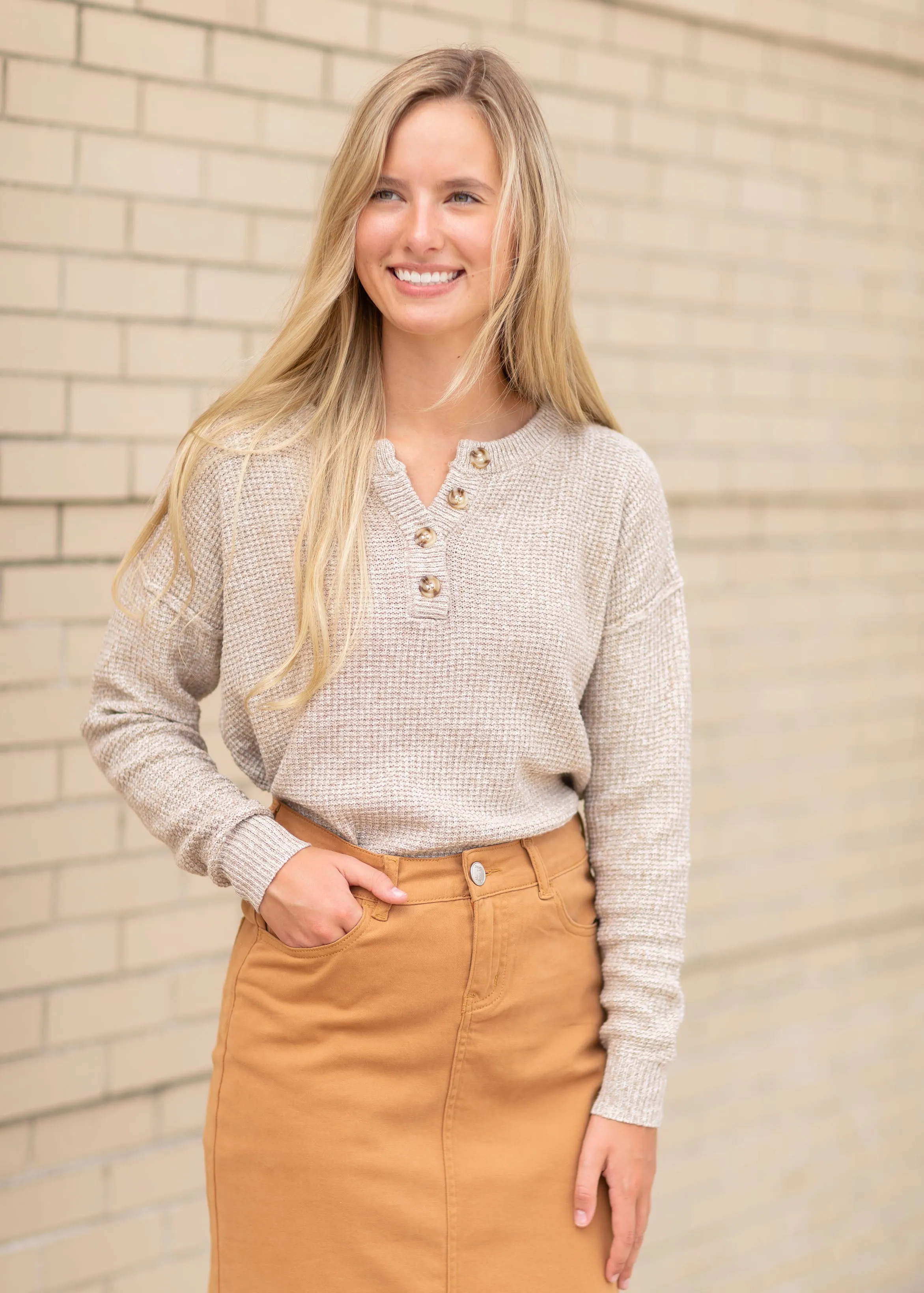 Oatmeal Waffle Knit Sweater - FINAL SALE