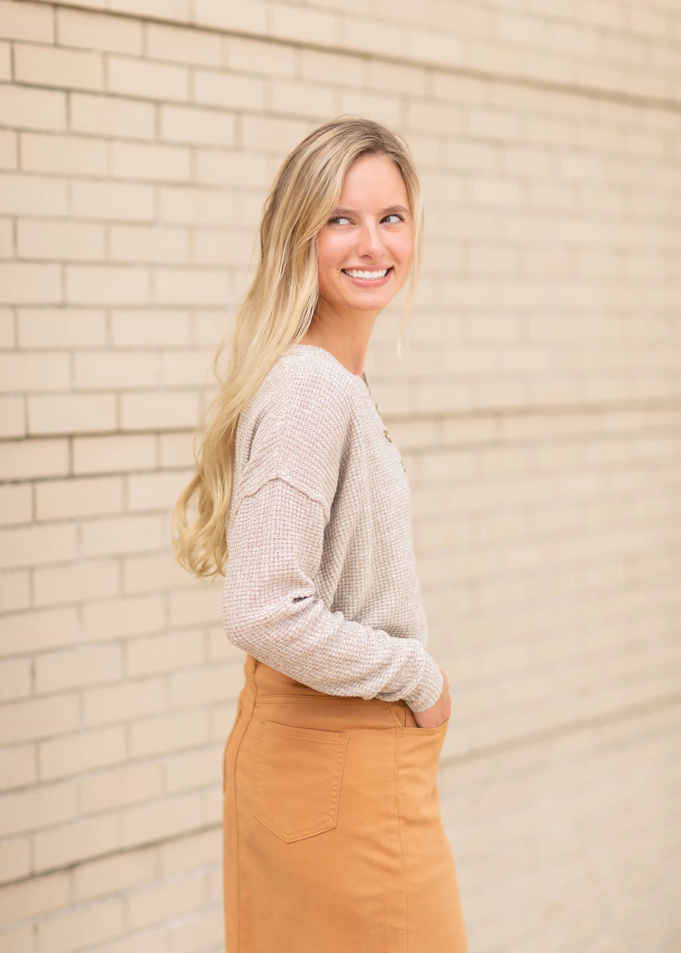 Oatmeal Waffle Knit Sweater - FINAL SALE