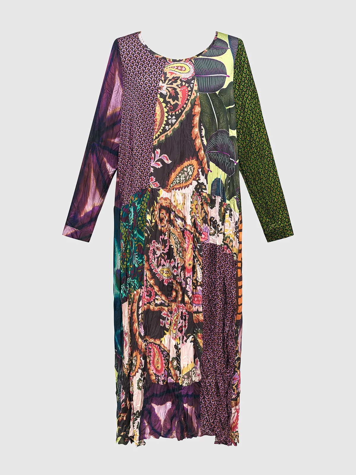 Patchwork Satin Crush Dress, Mix