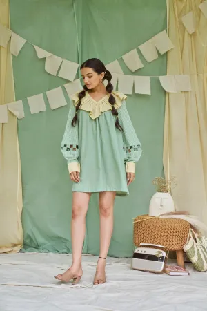 Pesto Mint Detachable Handloom Cotton Dress