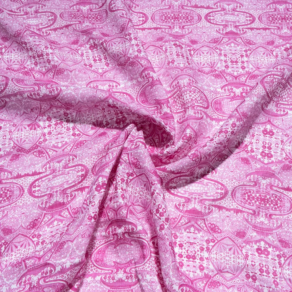 Pink Mirror Geometric Printed Pure Linen