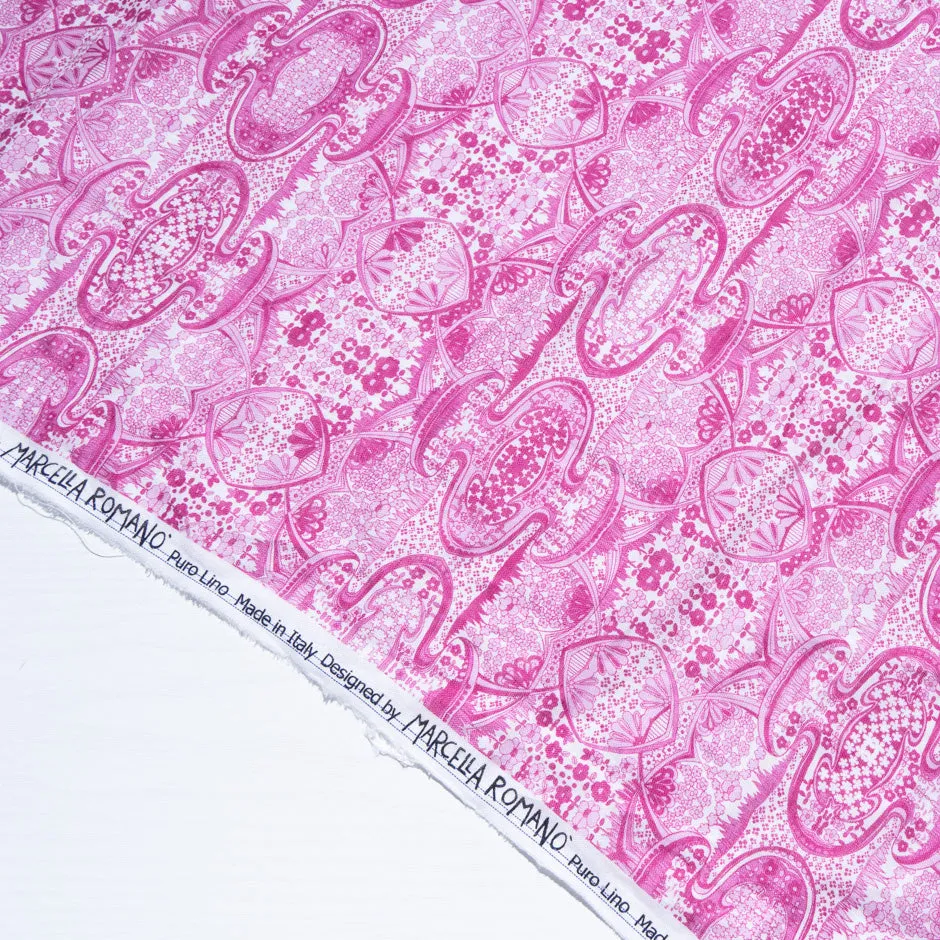 Pink Mirror Geometric Printed Pure Linen