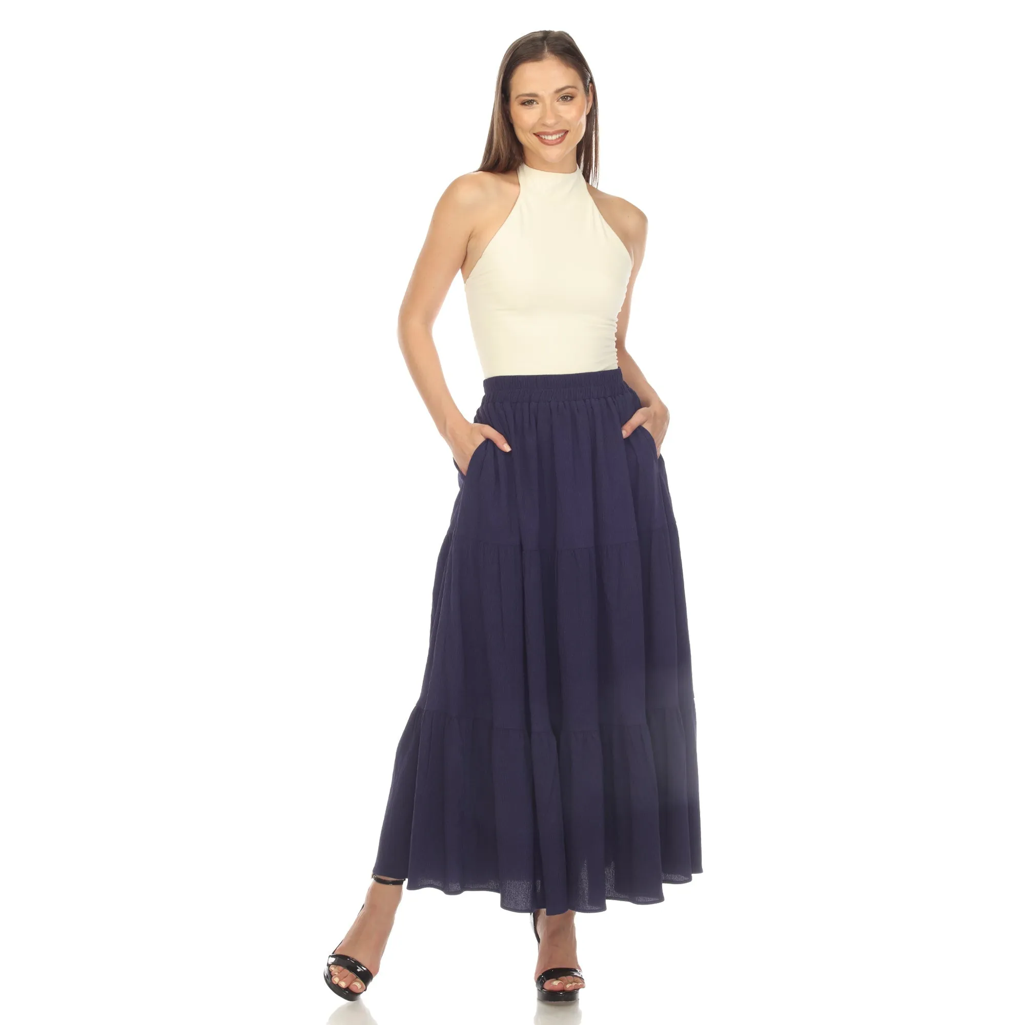 Pleated Tiered Maxi Skirt