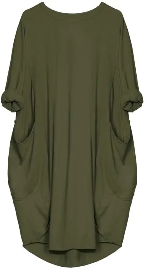 Pop Summer Pub Dress Womens Short Sleeve Tunic Relaxed Fit Dresses for Ladies Scoop Neck Coloured Comfortable