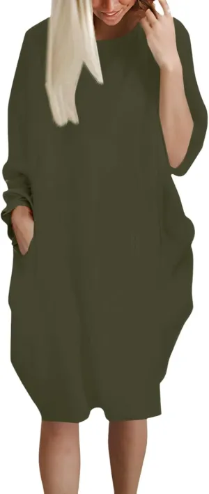 Pop Summer Pub Dress Womens Short Sleeve Tunic Relaxed Fit Dresses for Ladies Scoop Neck Coloured Comfortable