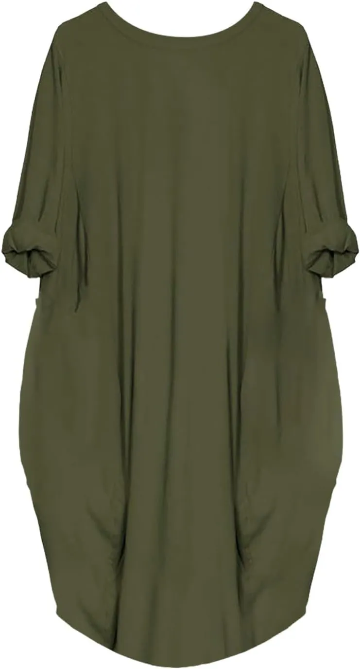 Pop Summer Pub Dress Womens Short Sleeve Tunic Relaxed Fit Dresses for Ladies Scoop Neck Coloured Comfortable