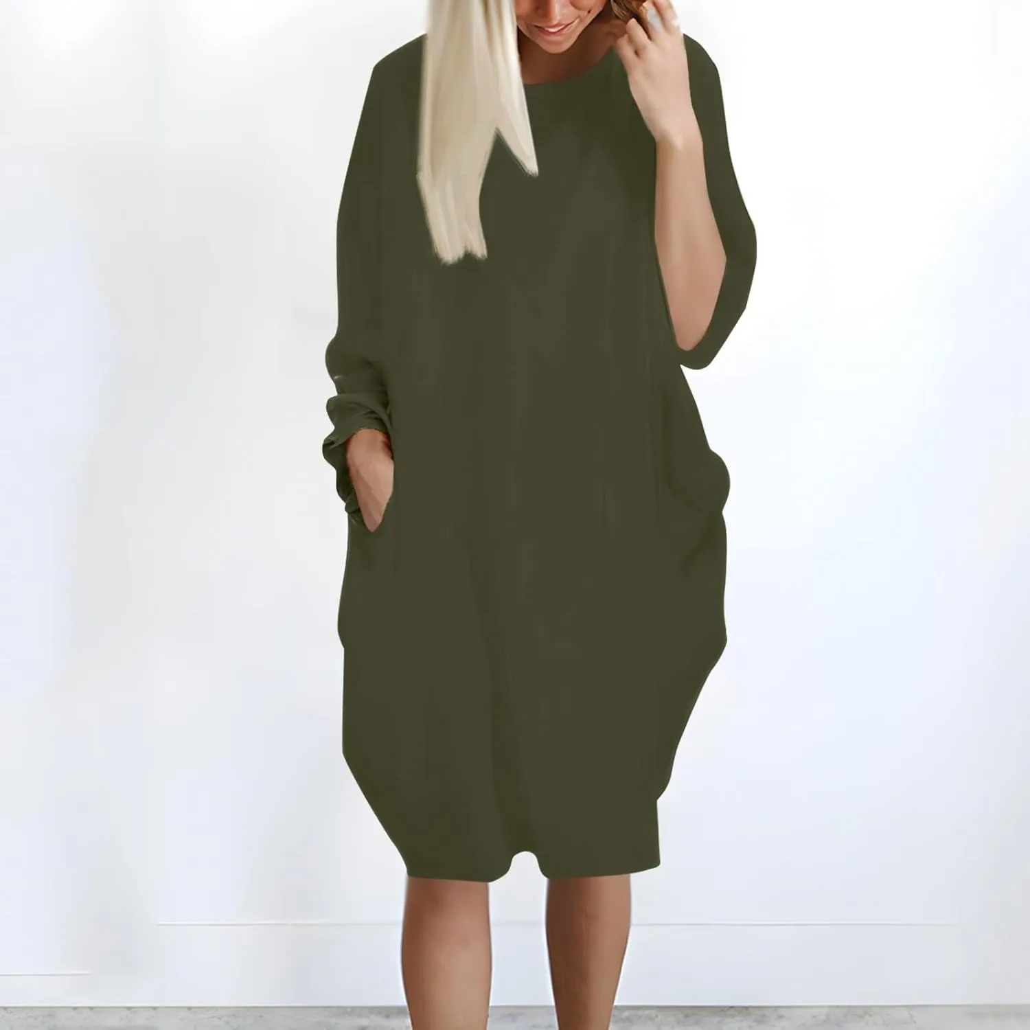 Pop Summer Pub Dress Womens Short Sleeve Tunic Relaxed Fit Dresses for Ladies Scoop Neck Coloured Comfortable