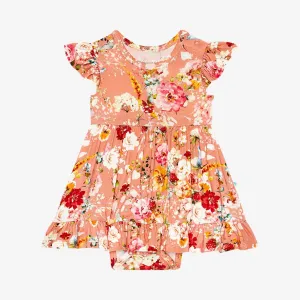 Posh Peanut Cap sleeve Basic Ruffled Bodysuit Dress - Celia