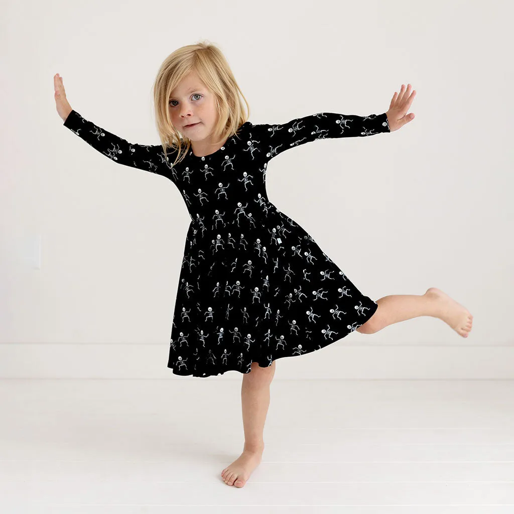 Posh Peanut Dancing Skelly L/S Twirl Dress