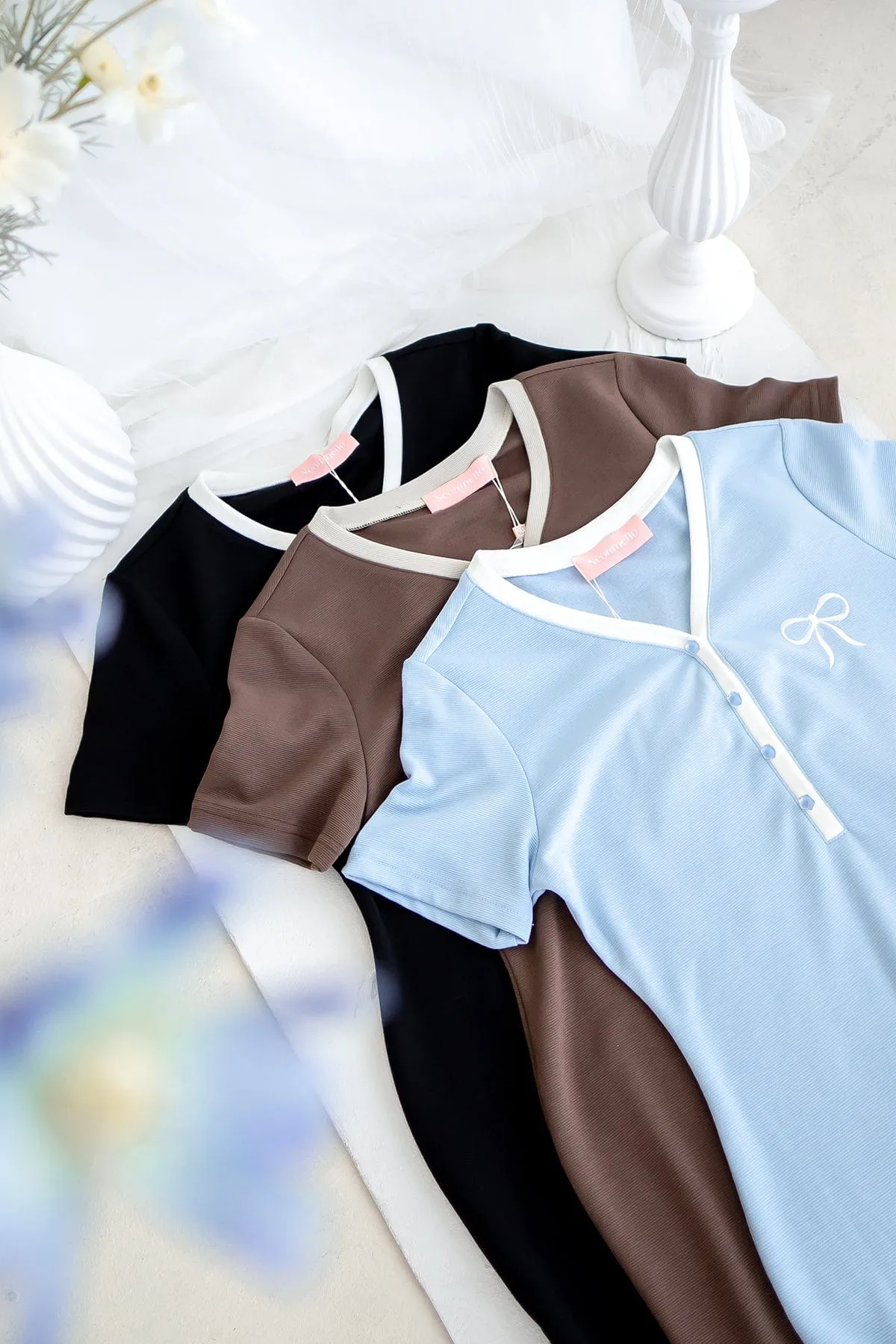 RIBBONETTE RIBBED DRESS IN SKY