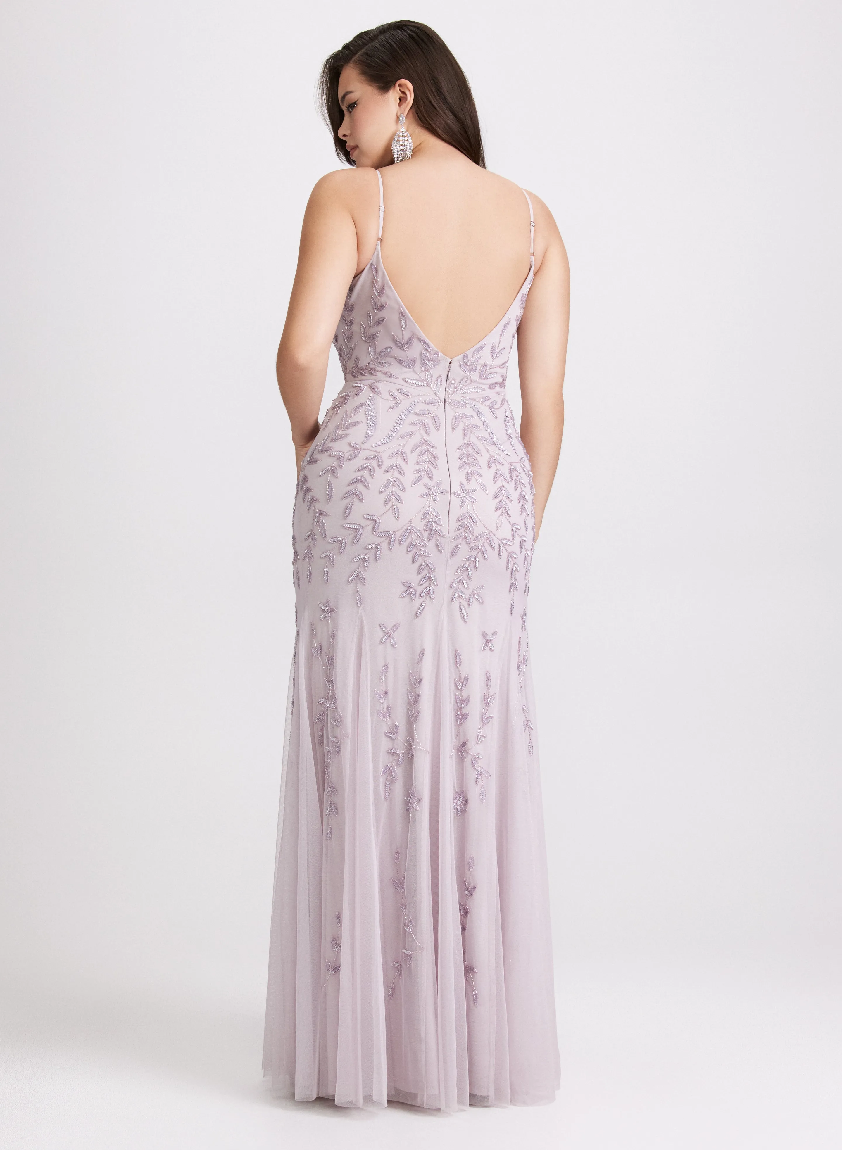 Sequin Leaf Gown