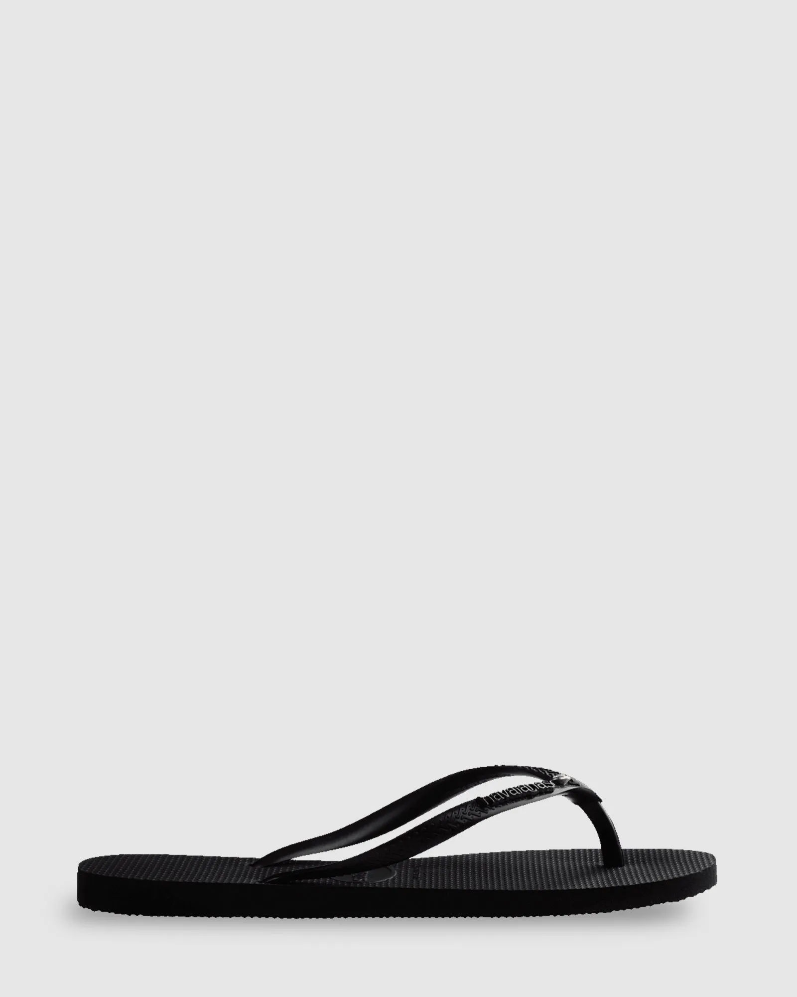 SLIM METAL LOGO CRYSTAL BLACK THONGS