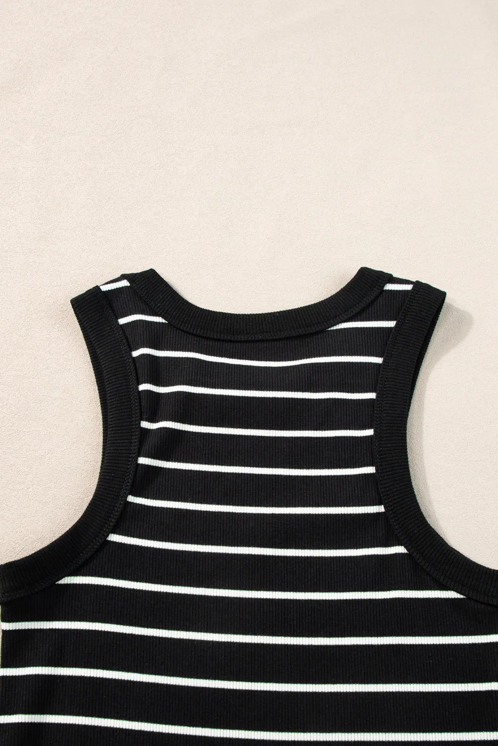 Striped Bodycon Dress - Black