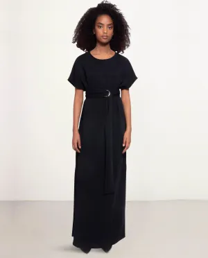 Sunday Dress Long With Short Sleeves Black