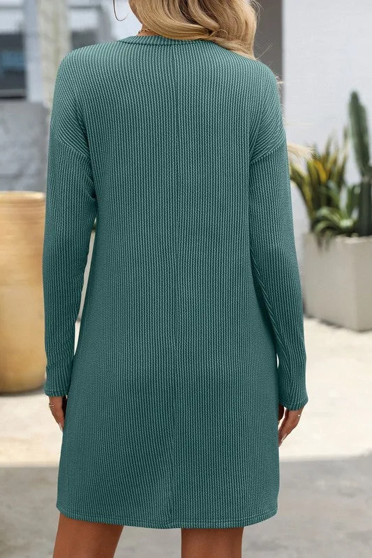 Sweet Sounds Ribbed Dress Teal