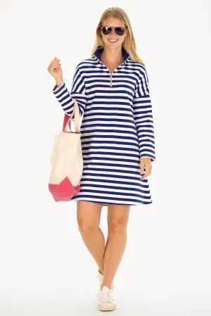 The Prescott Dress in Navy & White Stripe