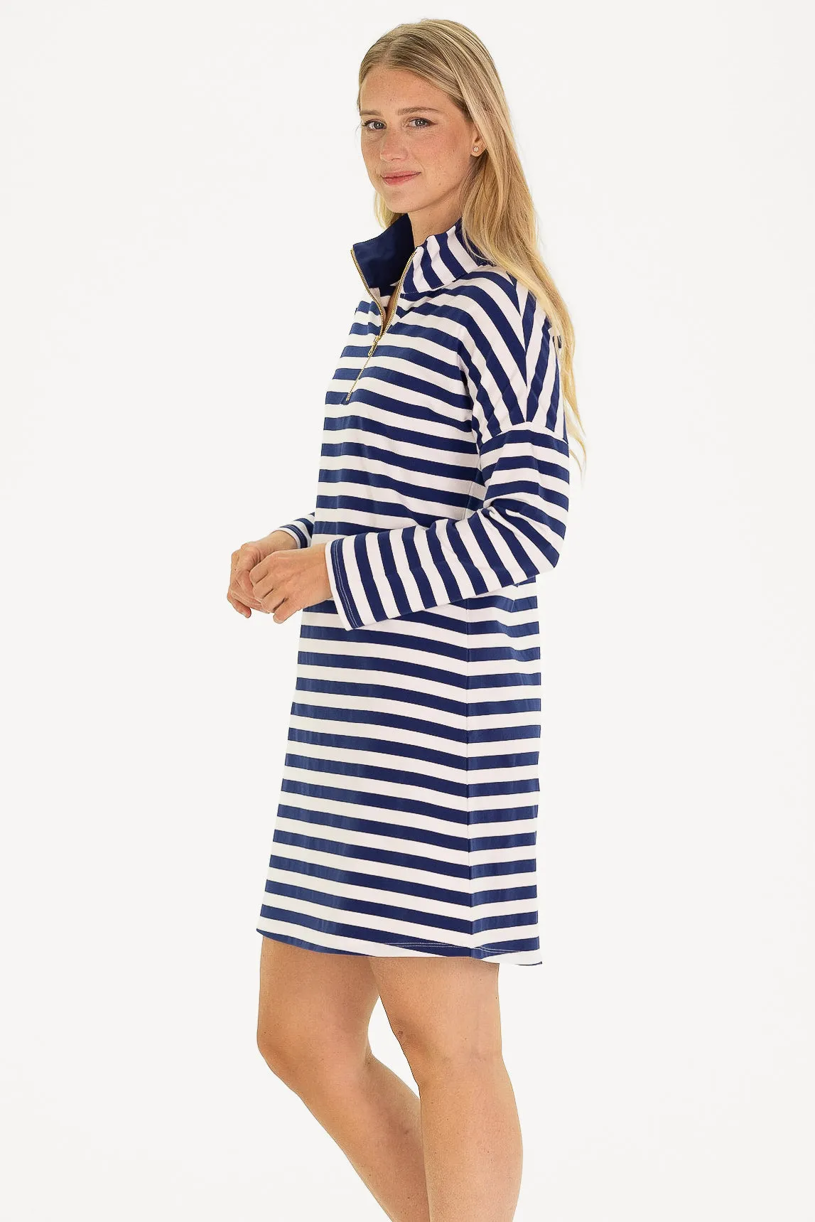The Prescott Dress in Navy & White Stripe