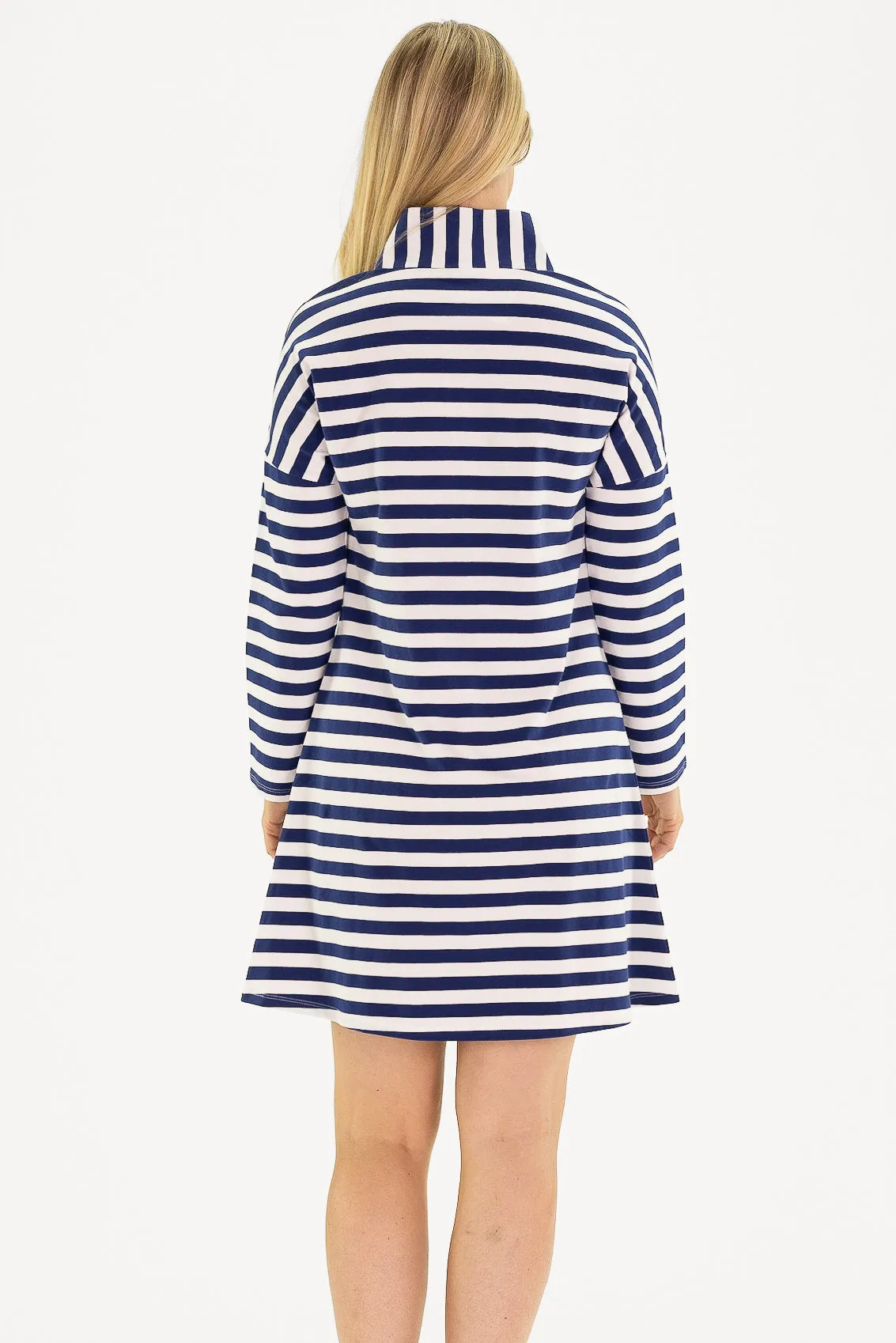 The Prescott Dress in Navy & White Stripe