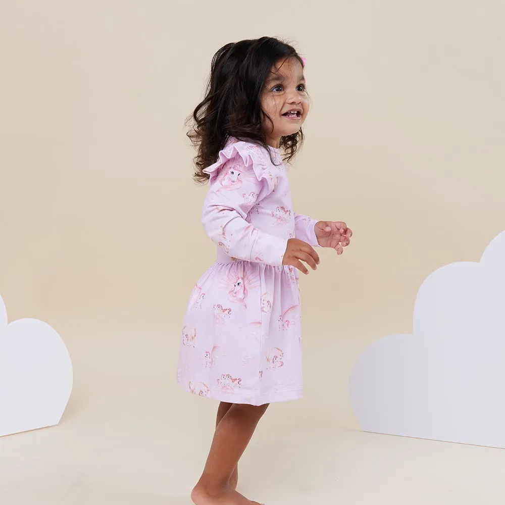 Unicorn Long Sleeve Organic Dress