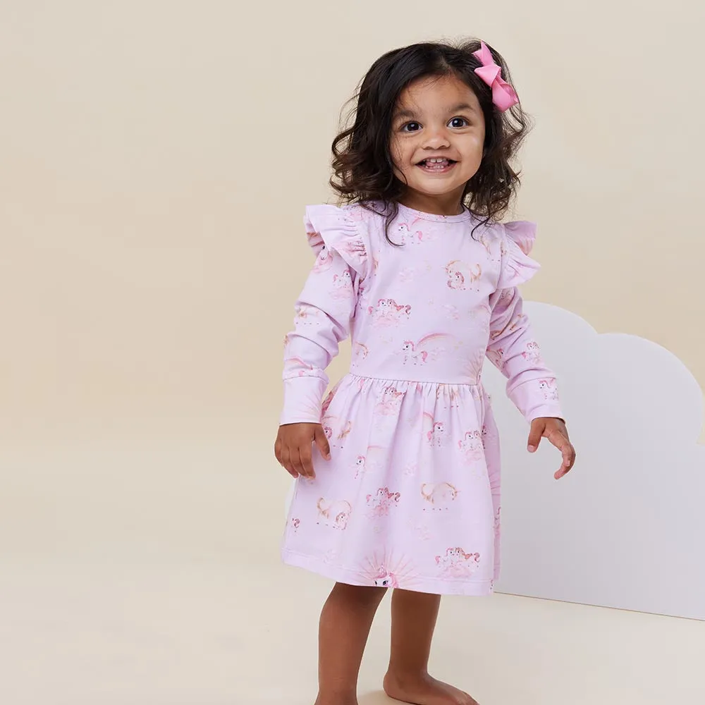 Unicorn Long Sleeve Organic Dress
