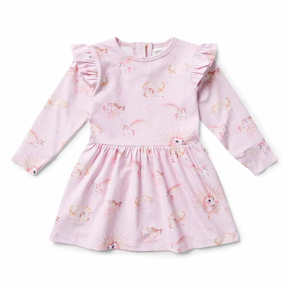 Unicorn Long Sleeve Organic Dress