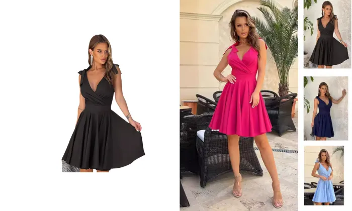 V-neck High Waist Dress