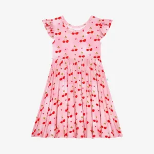 Very Cherry - Ruffled Capsleeve Basic Twirl Dress
