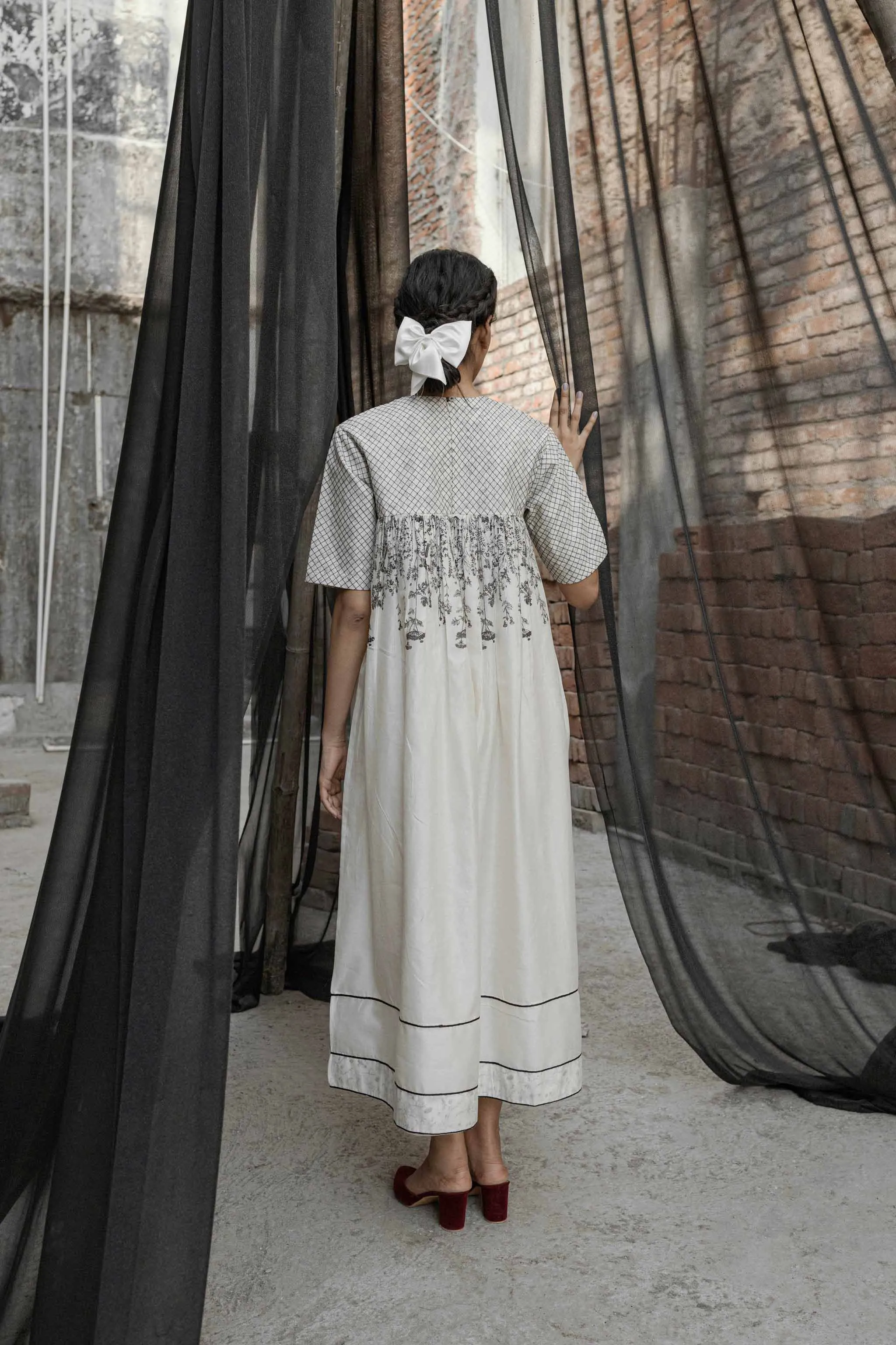 White Chanderi Maxi Dress
