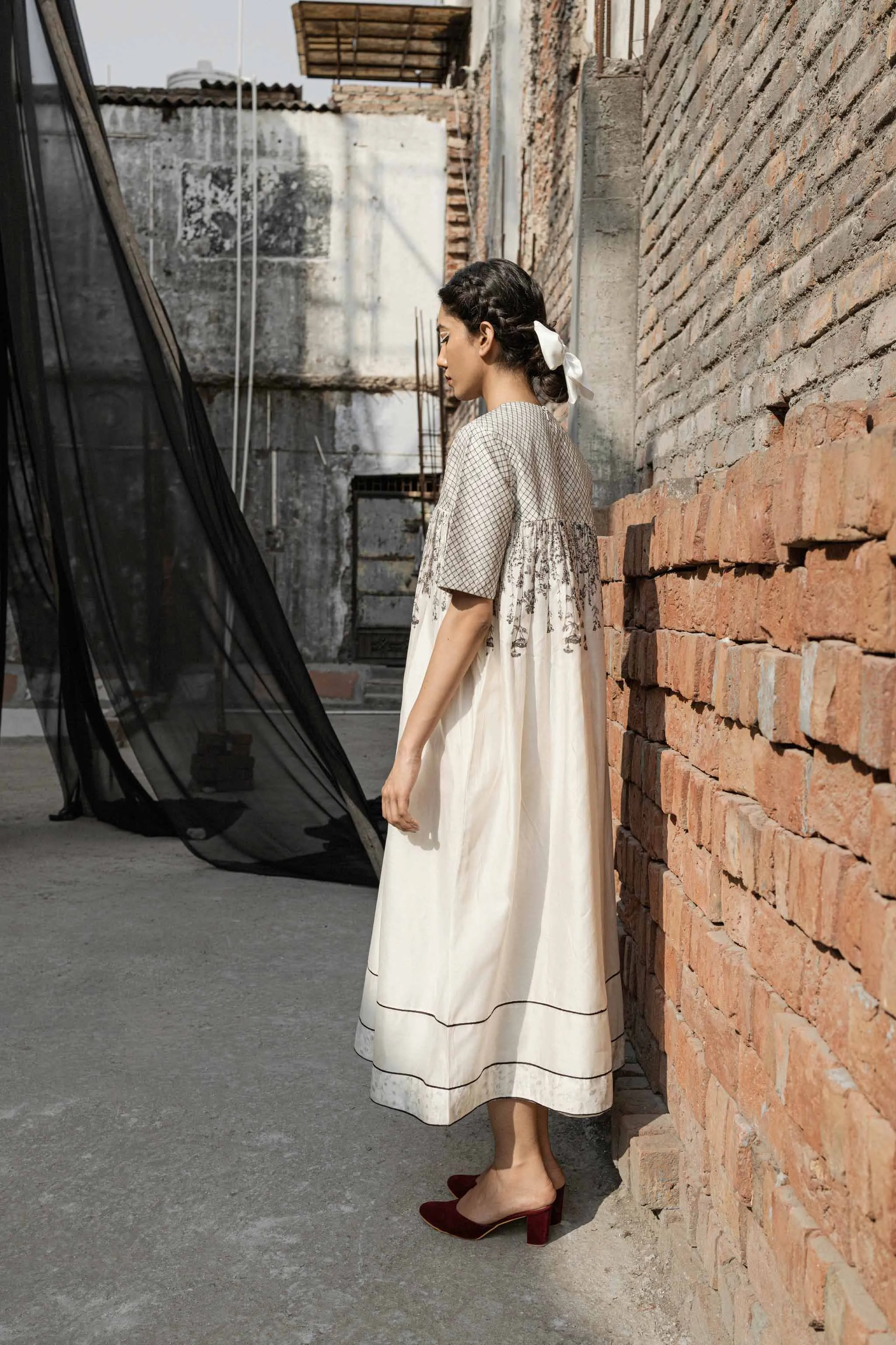 White Chanderi Maxi Dress